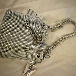 Aldo Silver Mini Bag with Chain Detail
